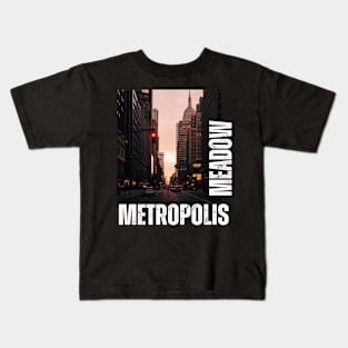 Metropolis meadow cityscape Kids T-Shirt